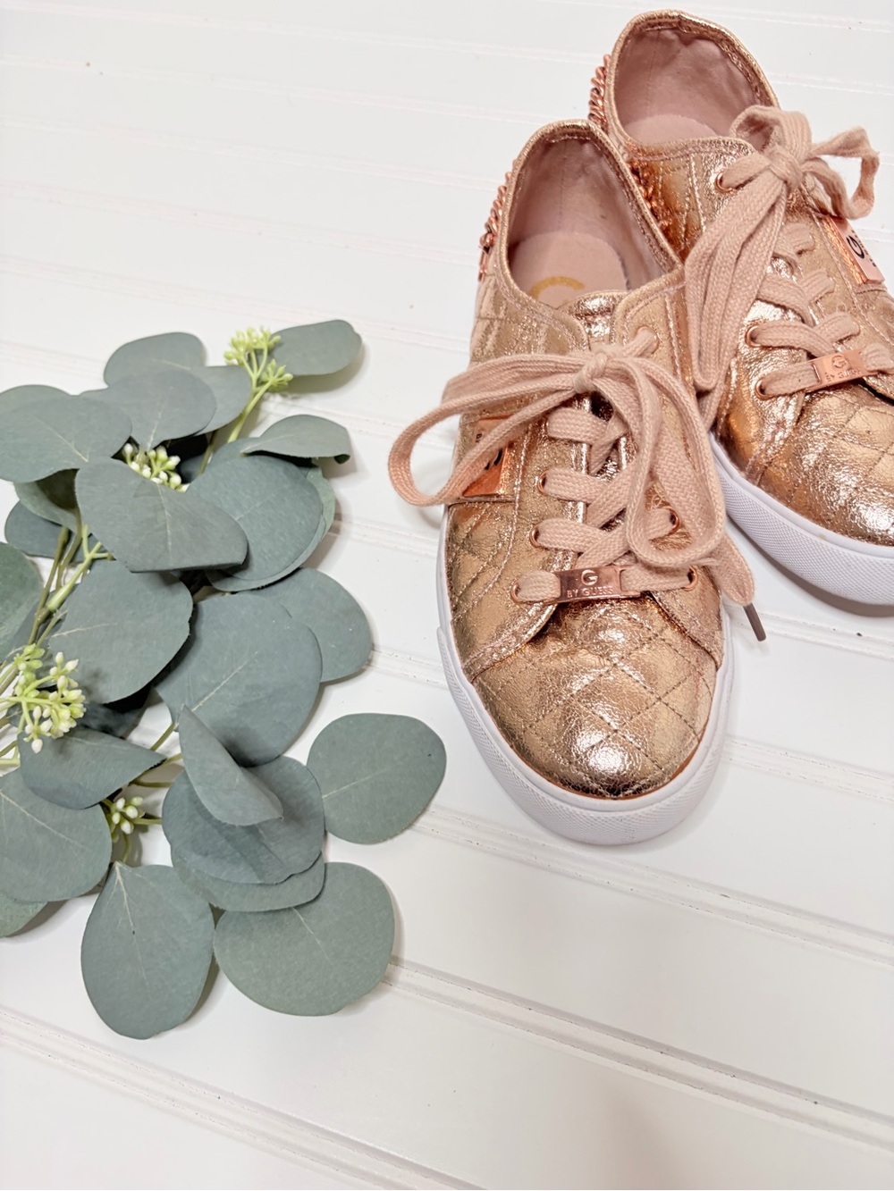G by Guess Backerett Rose Gold Sneakers - Picture 2 of 12